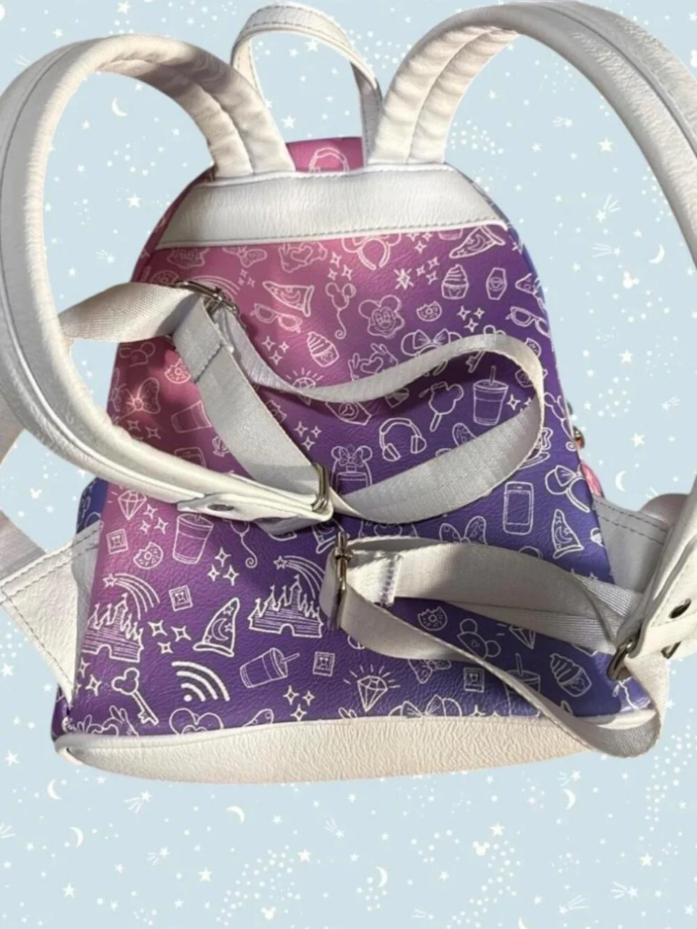 Disney Parks Loungefly park icons purple & pink mini backpack